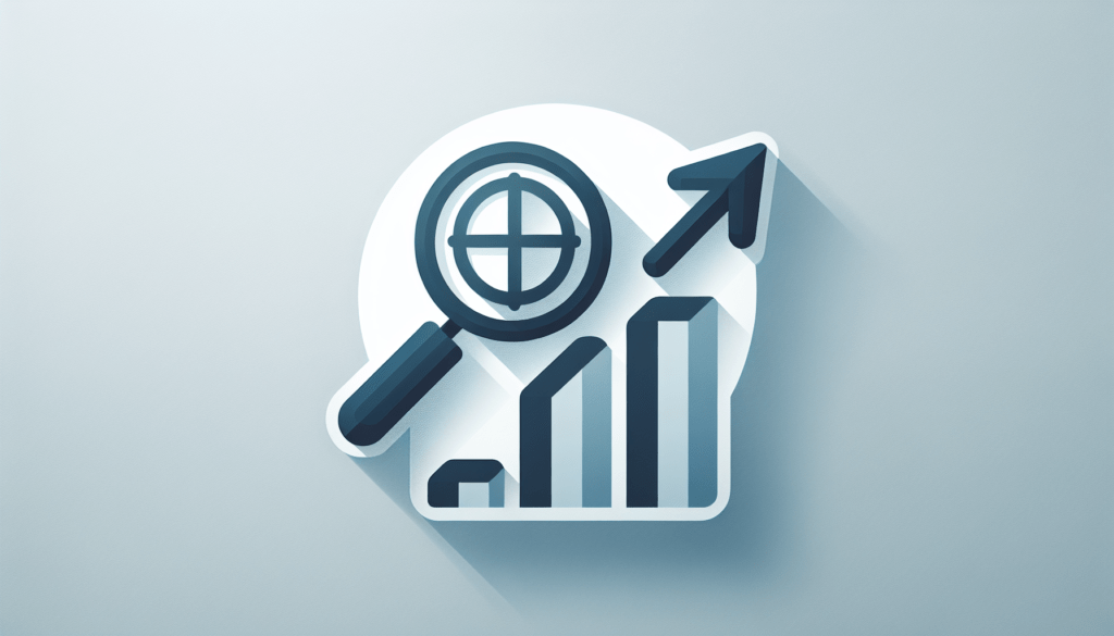 A minimalist image with a globe symbol and an upward arrow representing rising visibility and success in cool blues, grays, and whites.