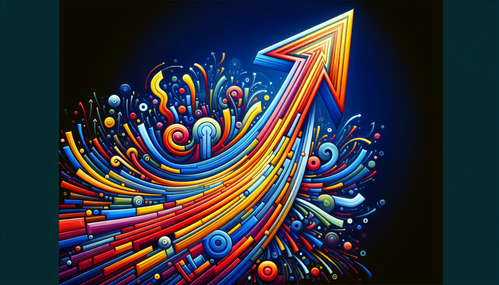 Vibrant arrow pointing upwards with dynamic colors.